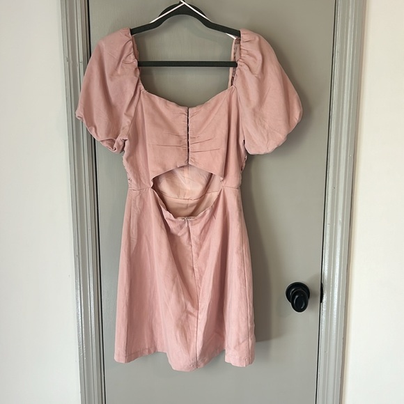 ASTR The Label Linen Pleat Front Mini Dress - Dusty Rose Medium - Picture 7 of 11